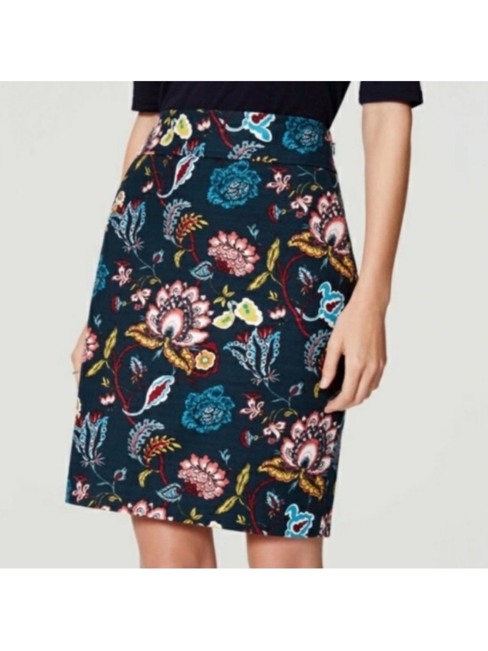 Loft Floral Pencil Skirt